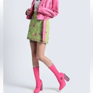 Dolce & Gabbana Pink Nylon Crystal Vally High Boots Size 37 SEND ME AN OFFER!